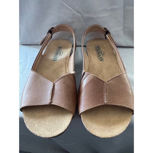Stegmann Leather Slingback Comfort Sandals Brown Made in Portugal Size 7 - Picture 1 of 7